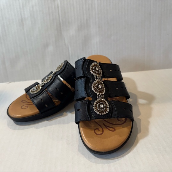 Easy Street Black Beaded Sandals - Picture 1 of 8